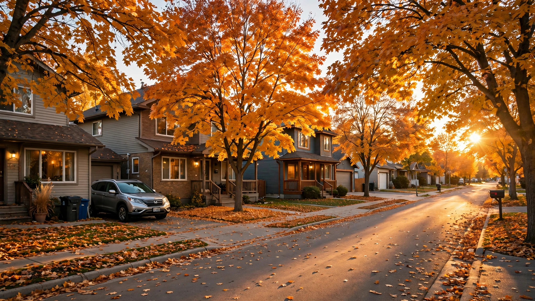 Calgary residential street in autumn